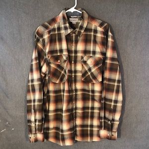 Carhartt long sleeve plaid pearl snap cotton shirt